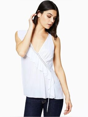 NWT Ramy Brook Melodie Ruffle Surplice Neck Tank Top.